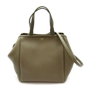 Celine Small Fold Cover Leather Tote Gray Greige